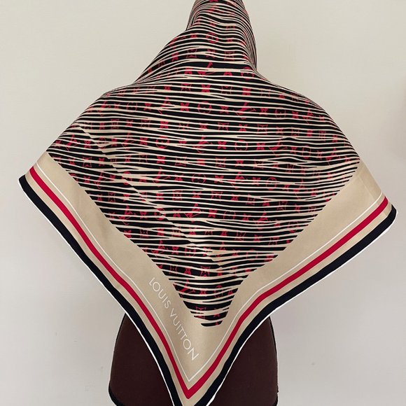 Louis Vuitton Scarf Monogram Alma Bag Print Beige Silk Wrap - Picture 7 of 15
